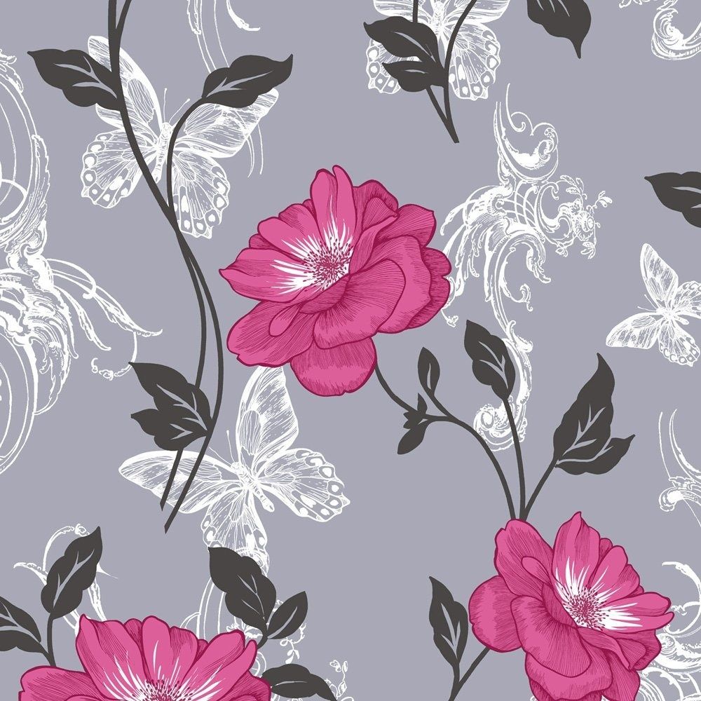 Pink And Grey Floral Wallpaper Tons of awesome pink floral wallpapers